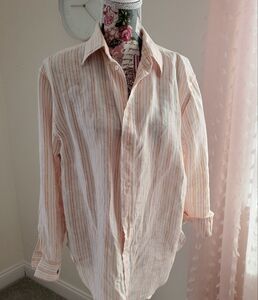 Ralph Lauren White Striped Button Down Shirt